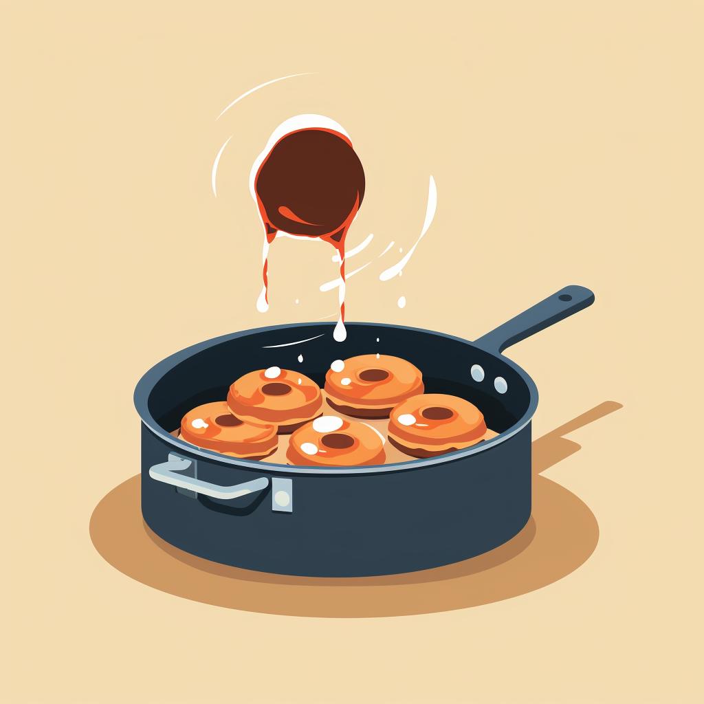 Donuts being fried in oil