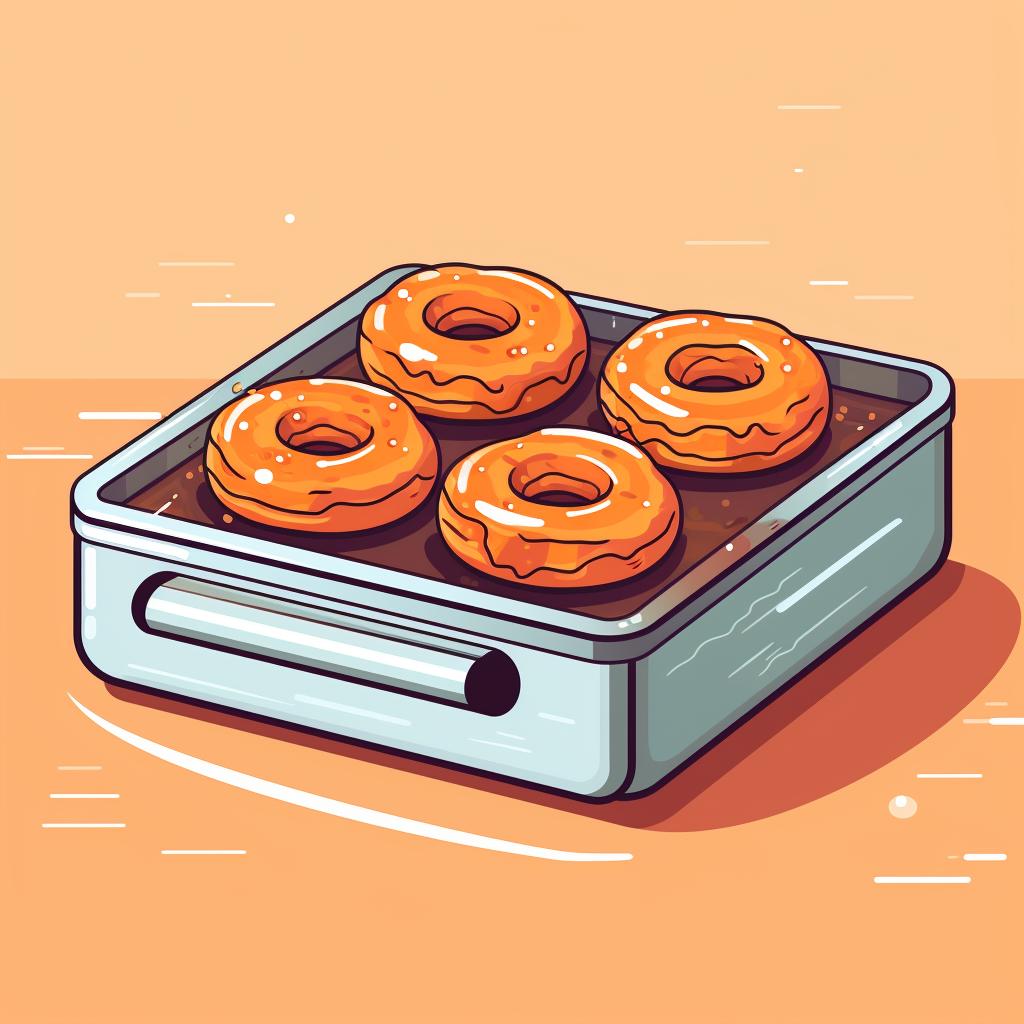 A greased donut pan next to an oven.