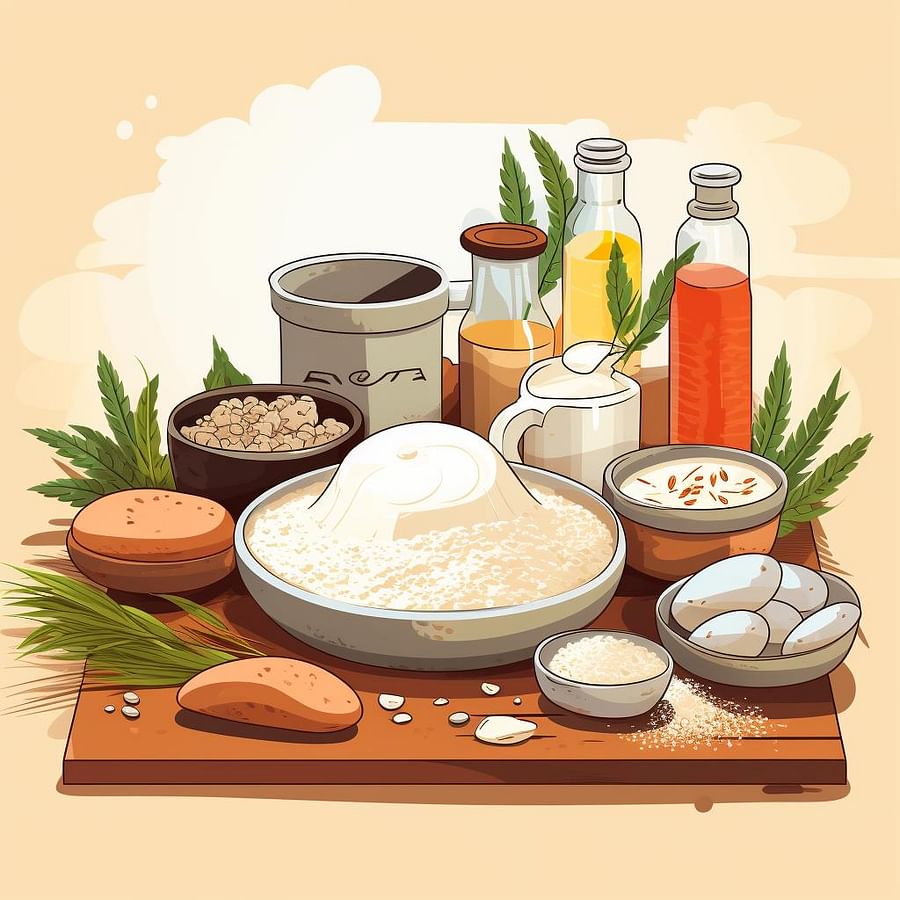 Ingredients for gluten-free pastry on a kitchen counter